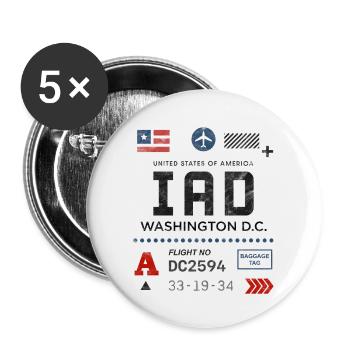 Etikett des Flughafens Washington - Buttons klein 25 mm (5er Pack) - Weiß - Vorne