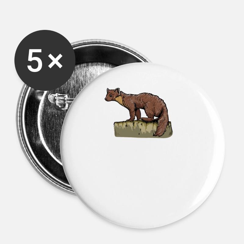 Pine marten I Noble marten marten motif for hunters - Buttons small 1''/25 mm (5-pack) - white