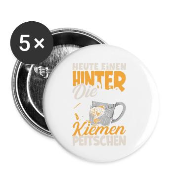 Heute einen hinter die Kiemen peitschen Bier - Buttons klein 25 mm (5er Pack) - Weiß - Vorne