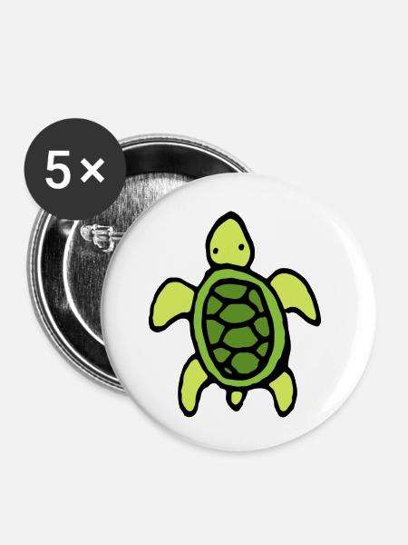 Schildkröte - Buttons klein 25 mm (5er Pack) - Weiß