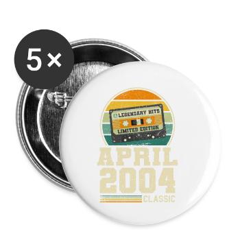 19. Geburtstag April Jahrgang 2004 Geschenkidee - Buttons klein 25 mm (5er Pack) - Weiß - Vorne