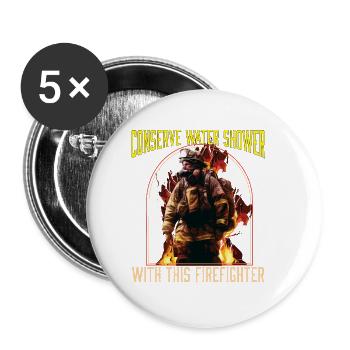 Conserve Water Shower With This Firefighter - Buttons small 1''/25 mm (5-pack) - white - Front