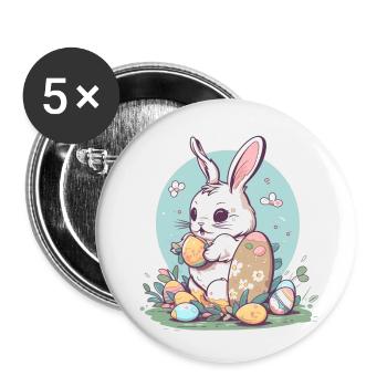 Osterhase - Buttons klein 25 mm (5er Pack) - Weiß - Vorne