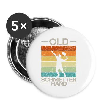Old Schmetterhand Tennis Lustiger Spruch Sport - Buttons klein 25 mm (5er Pack) - Weiß - Vorne