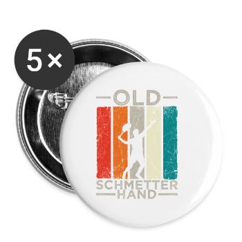 Old Schmetterhand Tennis Lustiger Spruch Sport - Buttons klein 25 mm (5er Pack) - Weiß - Vorne