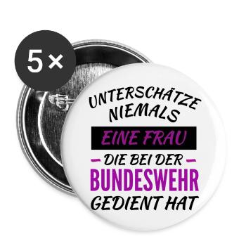 Stolze Soldatin - Buttons klein 25 mm (5er Pack) - Weiß - Vorne