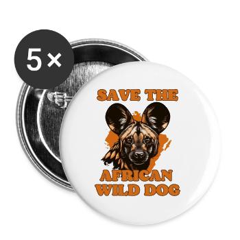 Rettet das afrikanische Wildhund-Porträt - Buttons klein 25 mm (5er Pack) - Weiß - Vorne