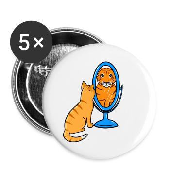Chat mignon tigré - tigre - Lot de 5 petits badges (25 mm) - blanc - Devant