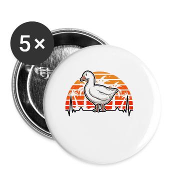 Gänse Herzschlag Gänsezüchter Gans - Buttons klein 25 mm (5er Pack) - Weiß - Vorne