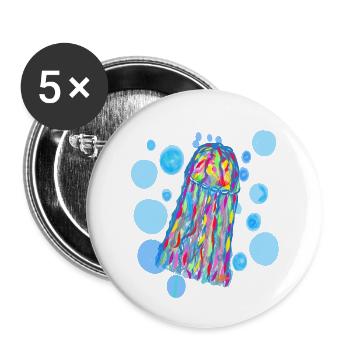 Méduses colorées - Lot de 5 petits badges (25 mm) - blanc - Devant