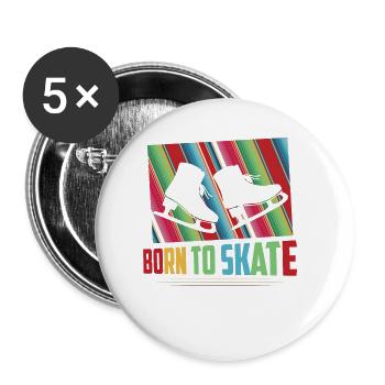 Born To Skate Figure Ice Skating - Buttons klein 25 mm (5er Pack) - Weiß - Vorne