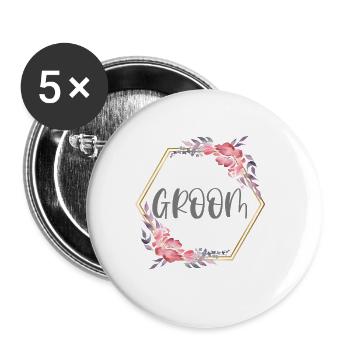 Marié Mariage Fiançailles Enterrement de vie de garçon LGBT Gay Cadeau - Lot de 5 petits badges (25 mm) - blanc - Devant