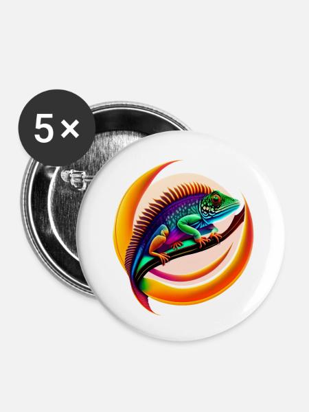 Chamäleon - Buttons klein 25 mm (5er Pack) - Weiß