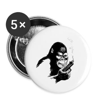Singe - Lot de 5 petits badges (25 mm) - blanc - Devant