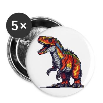 Dino in retro pixel graphics 8-bit or 16-bit - Buttons small 1''/25 mm (5-pack) - white - Front