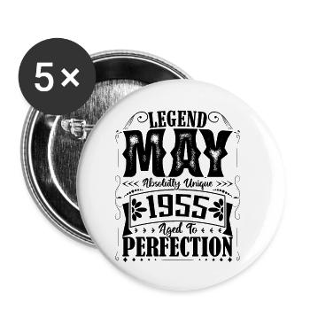 Mai 1955. Anniversaire mai 1955. Cadeau may 1955. - Lot de 5 petits badges (25 mm) - blanc - Devant