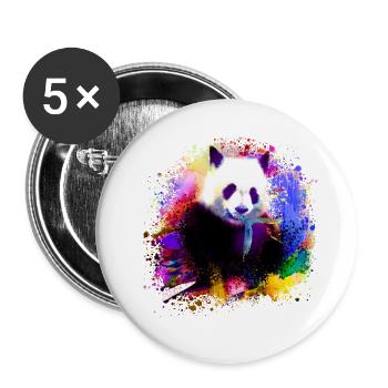 panda,pandabär,bunt,graffiti,malerei,pink - Buttons klein 25 mm (5er Pack) - Weiß - Vorne