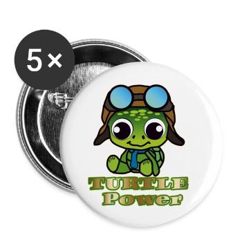 Puissance de la tortue - Lot de 5 petits badges (25 mm) - blanc - Devant