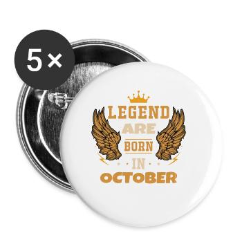 The legend born in October - Buttons small 1''/25 mm (5-pack) - white - Front