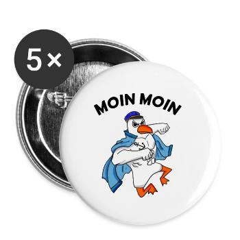 Moin Möwe Nordsee Kapitän - Buttons klein 25 mm (5er Pack) - Weiß - Vorne