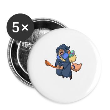 Christmas Witch - Befana - Buttons small 1''/25 mm (5-pack) - white - Front