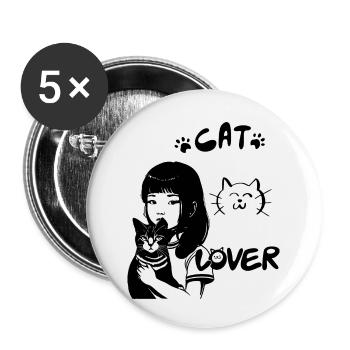 CAT LOVERS, Meow - Buttons small 1''/25 mm (5-pack) - white - Front