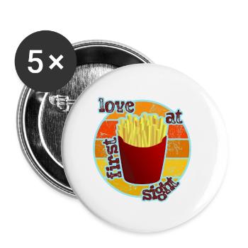 Pommes - French Fries - Buttons klein 25 mm (5er Pack) - Weiß - Vorne
