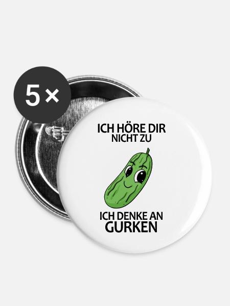 Gurke Spruch - Buttons klein 25 mm (5er Pack) - Weiß