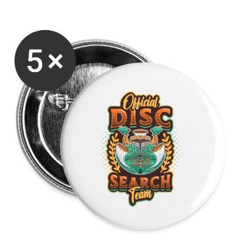 Recherche officielle de disque, Team Frisbee, Golf Disc - Lot de 5 petits badges (25 mm) - blanc - Devant