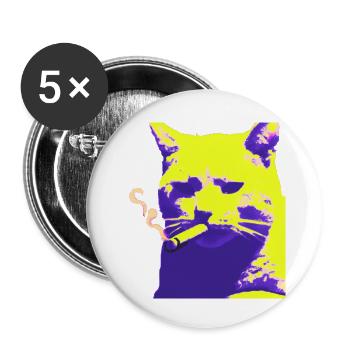 Fumer pour chat - Lot de 5 petits badges (25 mm) - blanc - Devant