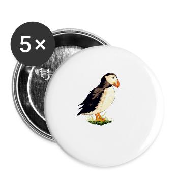 Dessin du macareux - Lot de 5 petits badges (25 mm) - blanc - Devant