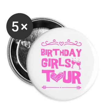 Geburtstag Party Team - Buttons klein 25 mm (5er Pack) - Weiß - Vorne