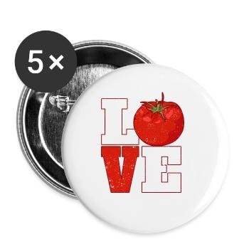 Amour Tomate Jardinage Potager Plantes - Lot de 5 petits badges (25 mm) - blanc - Devant