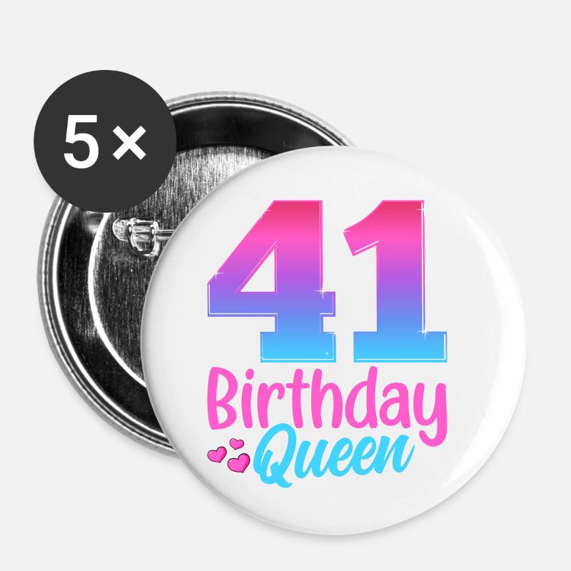Birthday Queen 41 Geburtstag - Buttons small 1''/25 mm (5-pack) - white