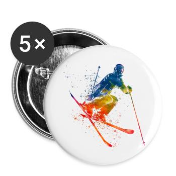 Skier-skier - Buttons small 1''/25 mm (5-pack) - white - Front