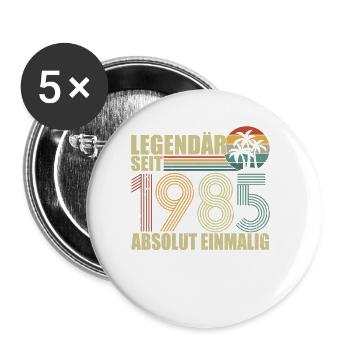 Original 1985 Born Retro Birthday - Lot de 5 petits badges (25 mm) - blanc - Devant