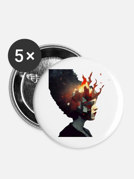 Explosionen im Kopf - Buttons klein 25 mm (5er Pack) - Weiß