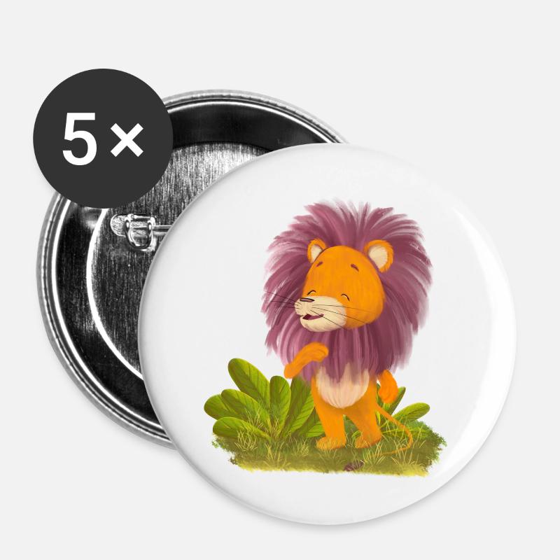 Mama Löwe - Buttons klein 25 mm (5er Pack) - Weiß