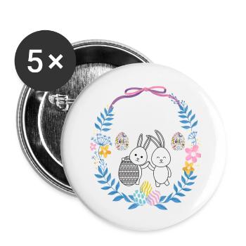 Frohe Ostern - Buttons klein 25 mm (5er Pack) - Weiß - Vorne