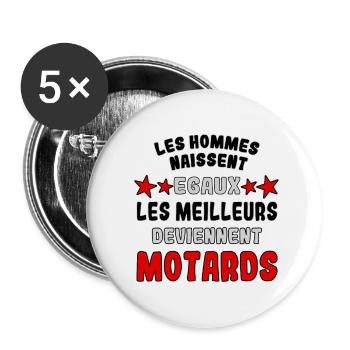 Les meilleurs deviennent motards - Lot de 5 petits badges (25 mm) - blanc - Devant