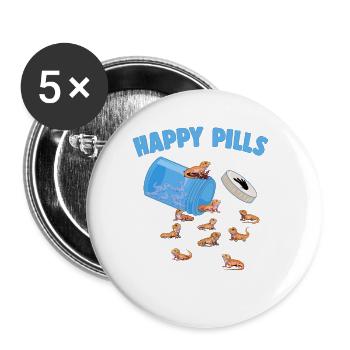 Happy Pills Lizards Funny Bearded Dragon Lovers - Buttons small 1''/25 mm (5-pack) - white - Front