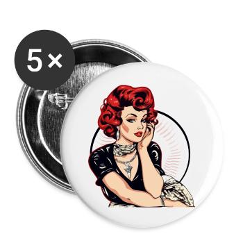 Pin up des années 60 - Lot de 5 petits badges (25 mm) - blanc - Devant