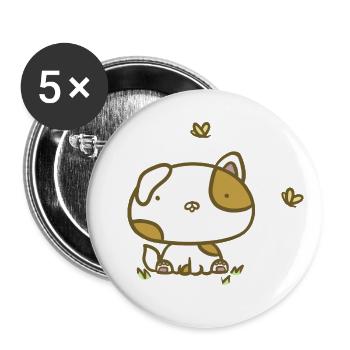 Chien mignon - Lot de 5 petits badges (25 mm) - blanc - Devant