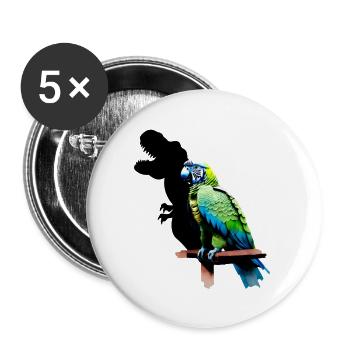T-Rex Papagei Gelb Blau Ara Macaw - Buttons klein 25 mm (5er Pack) - Weiß - Vorne
