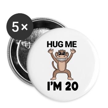 20 birthday - 20 years - hug - Buttons small 1''/25 mm (5-pack) - white - Front