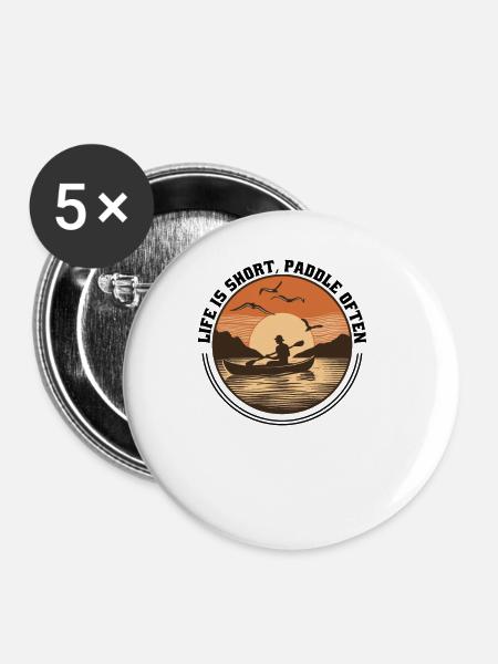 Kanu Canadier-Canoe Kajak Paddle-Life - Buttons klein 25 mm (5er Pack) - Weiß