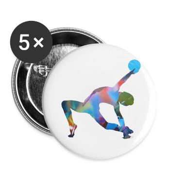 Gymnaste, yoga, sports, exercices, danse, gymnastique - Lot de 5 petits badges (25 mm) - blanc - Devant