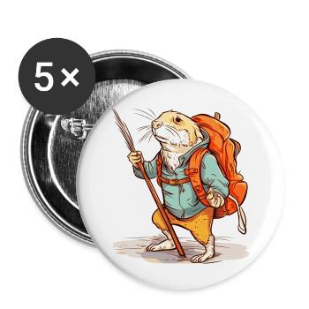 Le rat-taupe errant dans la nature - Lot de 5 petits badges (25 mm) - blanc - Devant