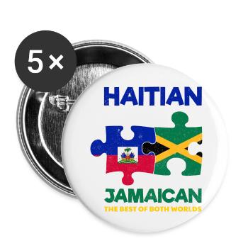 Haiti Haitian Jamaica Combination I Gift - Buttons small 1''/25 mm (5-pack) - white - Front