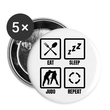 Judoka Routine - Buttons klein 25 mm (5er Pack) - Weiß - Vorne